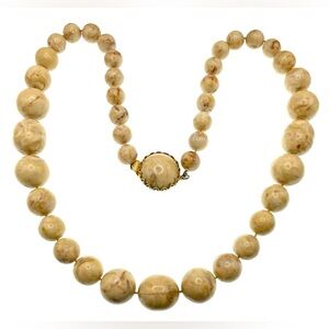 Vintage Acrylic Beaded Necklace Marbleized Stone Design MCM Unique Statement